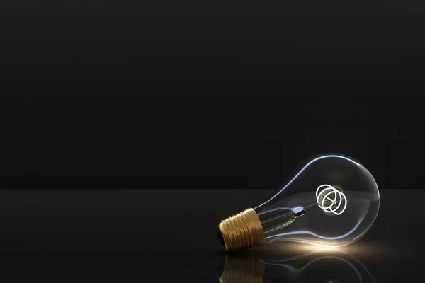 Низкая Светящаяся Электрическая Лампа Накаливания Темном Фоне Рендеринг — стоковое фото