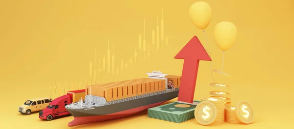 Conceito Inflação Está Aumentar Afetando Comércio Internacional Negócios Transporte Fundo — Fotografia de Stock