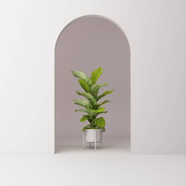 Minimalist, bitkili beyaz kemer. 3d oluşturma 