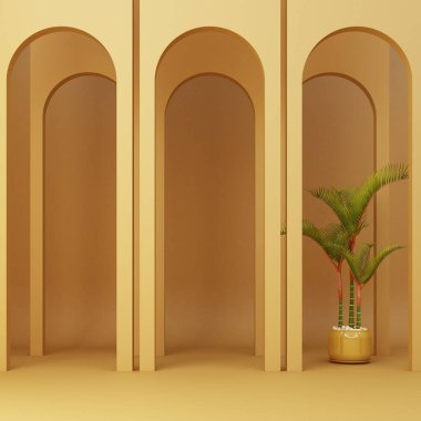 Minimalist, bitkili sarı kemer. 3d oluşturma 