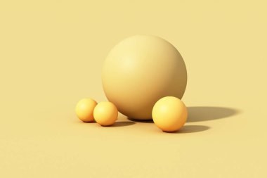 Sarı arka planda sarı küre topu. 3d hazırlayıcı