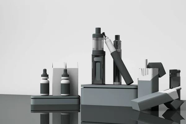Modernes Elektronisches Mod Dampfgerät Vape Mit Zigarette Schwarzer Farbe Darstellung — Stockfoto