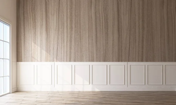 Современный Классический Узор Стены Украсить Деревянный Пол Рендеринг — стоковое фото