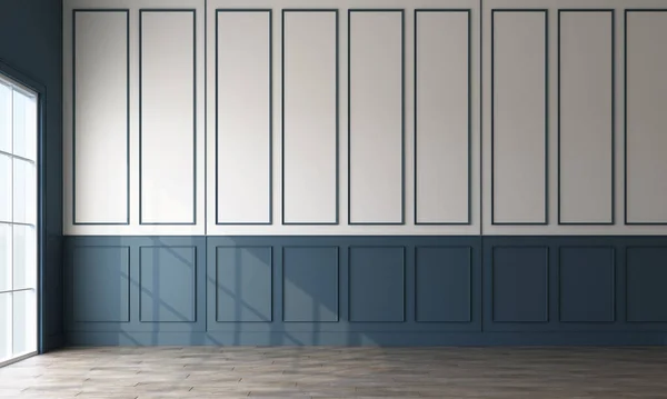 Modern Classical Pattern Wall Decorate Woodern Floor Rendering — Stock Photo, Image