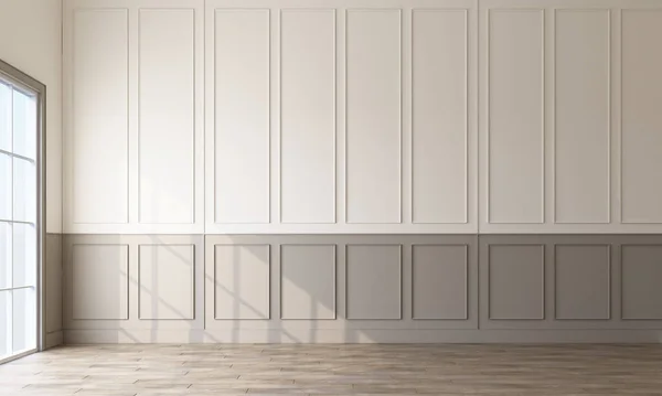 Modern klasik model duvar dekorasyonu ve ahşap zemin. 3d oluşturma