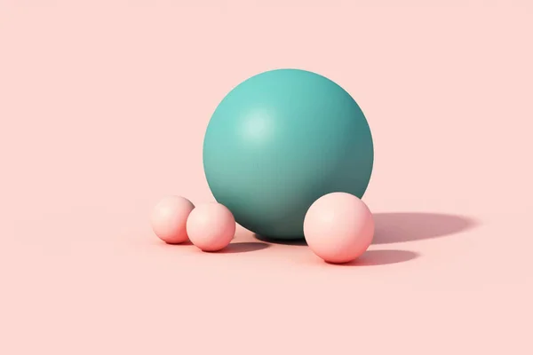 Куля Зеленої Сфери Рожевому Пастельному Фоні Візуалізація — стокове фото