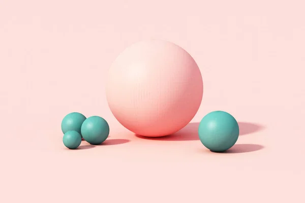 Рожевий Зелений Куля Рожевому Пастельному Фоні Візуалізація — стокове фото