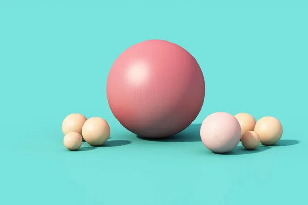 Bola Esfera Rosa Fundo Azul Renderização — Fotografia de Stock