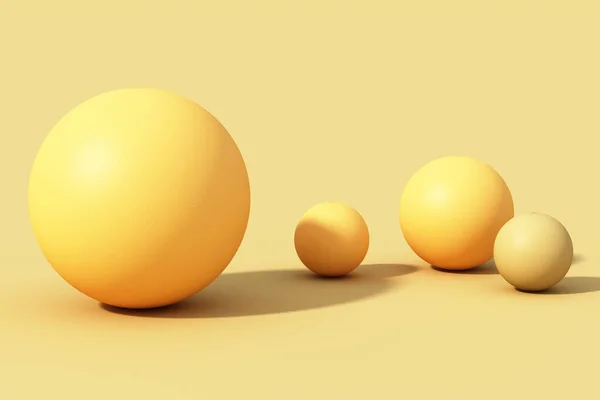 Bola Esfera Amarela Fundo Amarelo Renderização — Fotografia de Stock