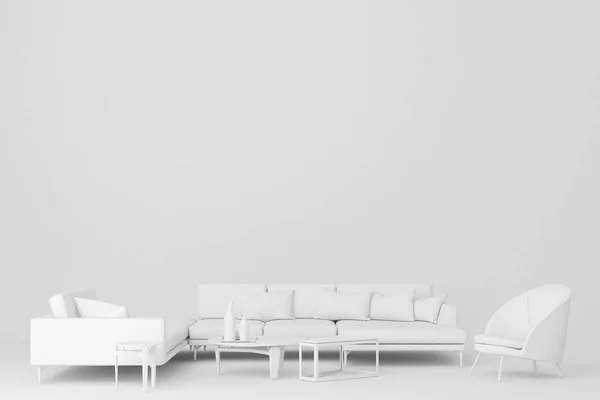 Biała Sofa Kształt Fotel Renderowania — Zdjęcie stockowe