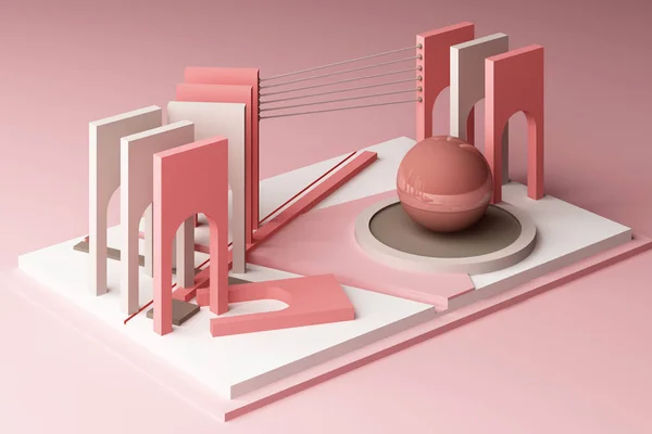 Візуалізація Геометричної Композиції Кольором Рожевого Тону — стокове фото