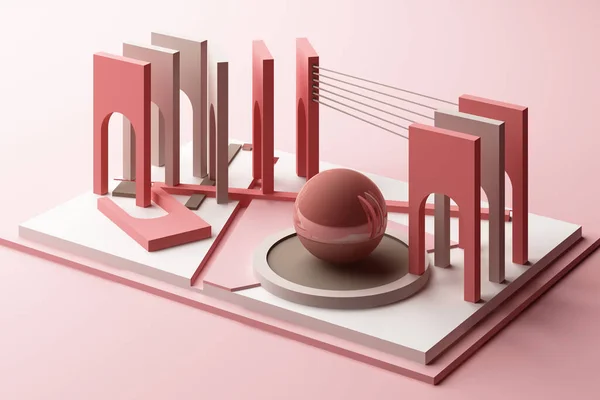 Візуалізація Геометричної Композиції Кольором Рожевого Тону — стокове фото