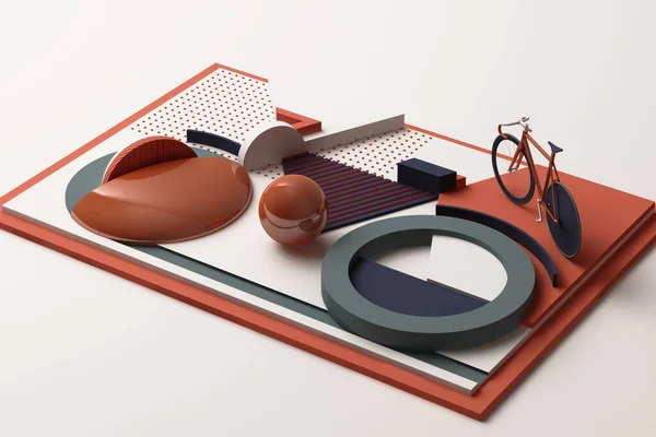 Geometrisk Form Cykel Sport Concept Orange Och Blå Färgton Konvertering — Stockfoto
