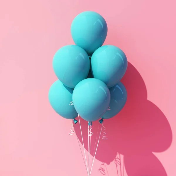 Tyrkysová Modrá Barva Balón Růžovém Pozadí Vykreslování — Stock fotografie