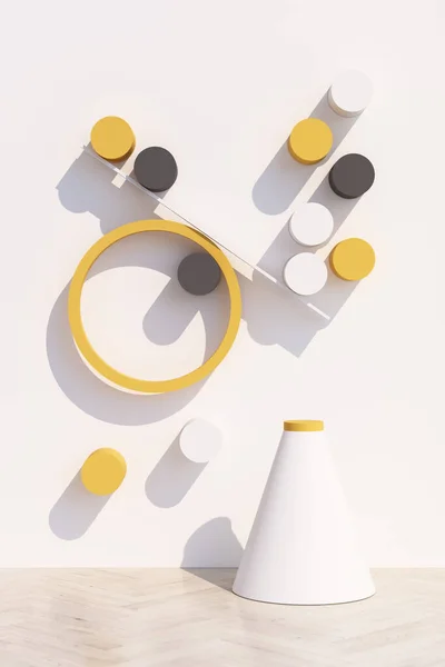 Abstrakt Vit Bakgrund Med Geometrisk Form Pallen För Produkt Med — Stockfoto