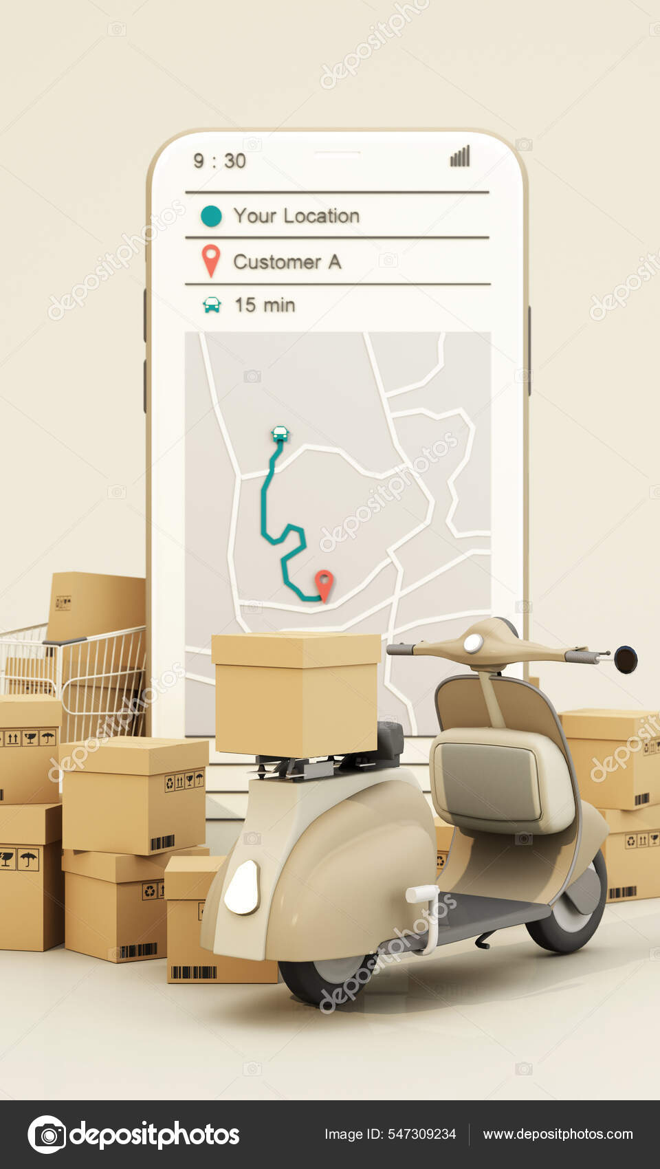 Fast Delivery Scooter Bike Van Mobile Commerce Concept Online Food Stock Photo by ©phiwath.j@gmail 547309234