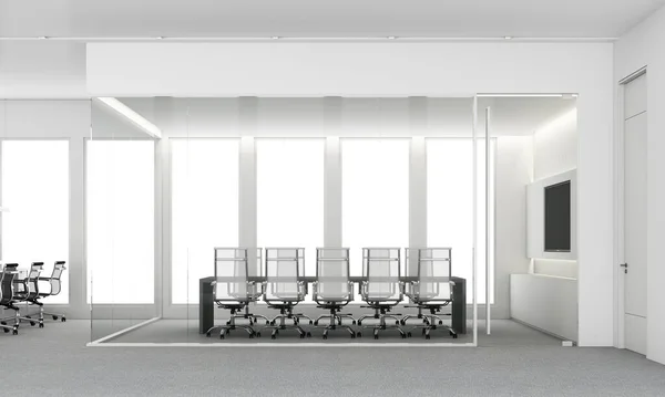 Contemporánea Espaciosa Sala Oficina Interior Con Vista Ciudad Luz Del —  Fotos de Stock