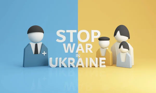 Сім Будинками Закликають Припинити Війну Україні Піднімає Прапор Написом Зупиняє — стокове фото