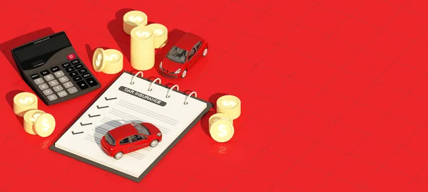 Proteção Carro Garantia Segurança Conceito Forma Texto Automóvel Vermelho Moderno — Fotografia de Stock