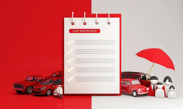 Концепция Защиты Обеспечения Безопасности Автомобиля Текстовая Форма Современный Красный Автомобиль — стоковое фото