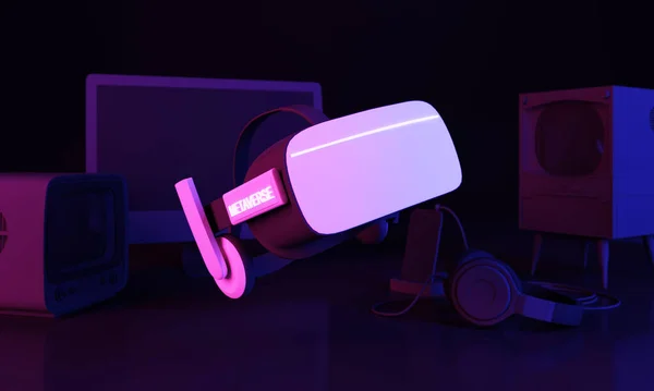 Auriculares Controladores Realidad Virtual Para Juegos Casco Concepto Tecnología Metaversa —  Fotos de Stock