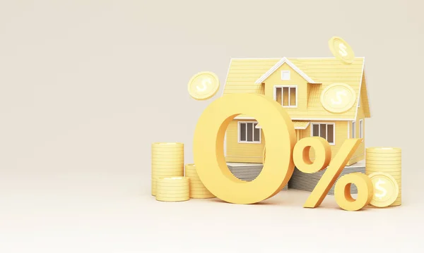 Yellow House Percent Discount Tag Icon Real Estate Home Credit —  Fotos de Stock