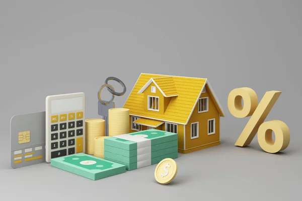 Інвестиції Нерухомість Або Страхування Домашня Іпотечна Ставка Кредиту Економія Грошей — стокове фото
