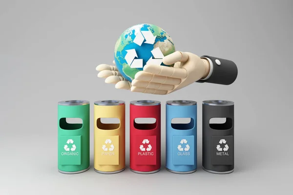 Konzept Zur Abfalltrennung Klassifizieren Vor Dem Wegwerfen Der Welt Bei — Stockfoto