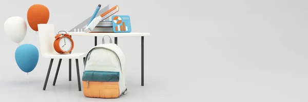 Back School School Supplies Equipment School Bus School Accessories Books — Stockfoto