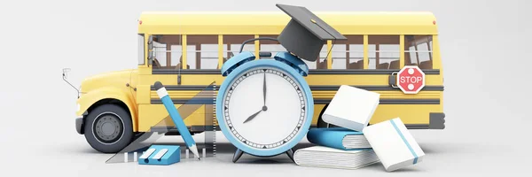 Back School School Supplies Equipment School Bus School Accessories Books — Photo