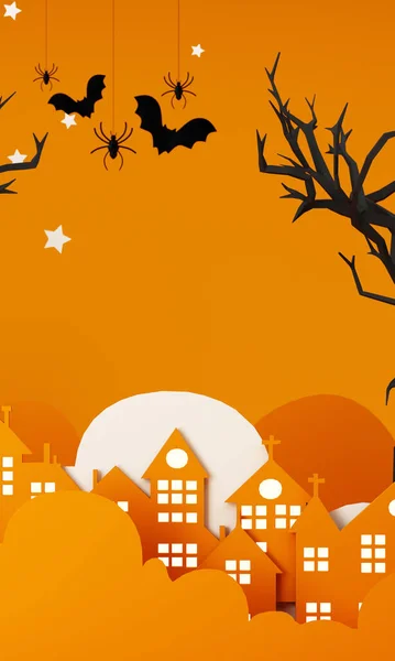 Happy Halloween Feestposters Gezet Met Nachtwolken Pompoenen Cartoon Illustratie Volle — Stockfoto