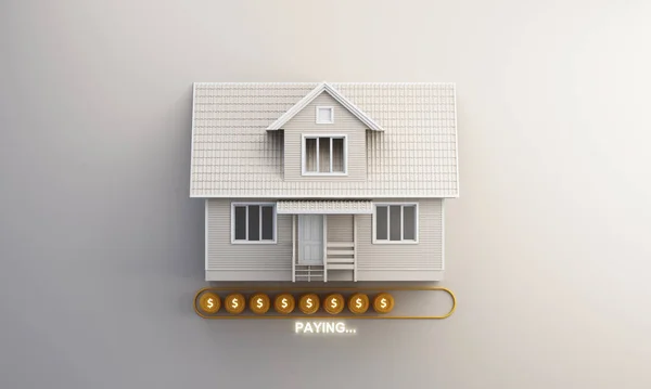 Saving money for a home. The concept is the accumulation of money for housing, mortgages, affordable housing, the dream of owning a home, loan installments. cartoon style. 3d rendering illustration