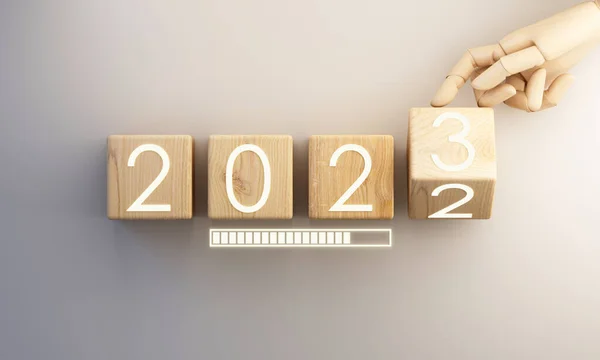 Año Nuevo 2023 Cargando Cuenta Atrás 2022 2023 Con Mano —  Fotos de Stock