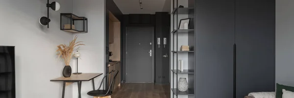 Vue Panoramique Appartement Élégant Pour Avec Bureau Domicile Cuisine Dans — Photo