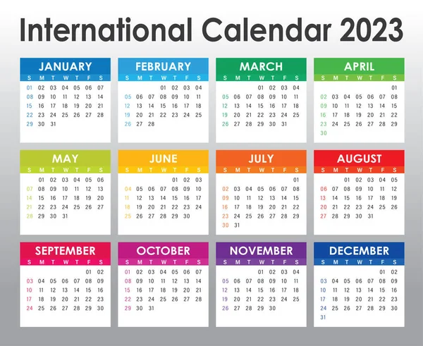 Colorful Calendar Year 2023 Vector Design Template Simple Clean Design — Stock Vector