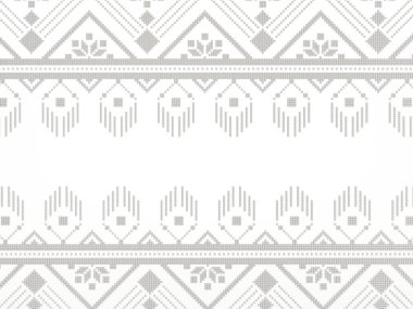 Beyaz boş alan, platformlar ve Ukrayna süslemeleriyle maket yapıyor. 3d illüstrasyon