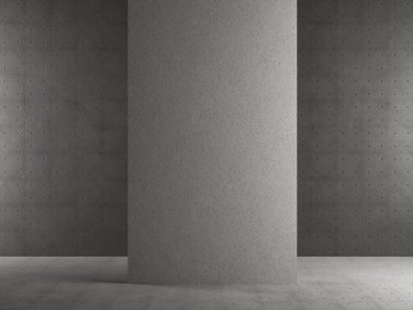 Betonlu bir maket için minimalist bir sahne ve pankart için bir yer. 3d hazırlayıcı