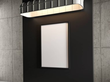 Betonlu bir maket için minimalist bir sahne ve pankart için bir yer. 3d hazırlayıcı