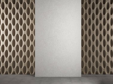 Betonlu bir maket için minimalist bir sahne ve pankart için bir yer. 3d hazırlayıcı