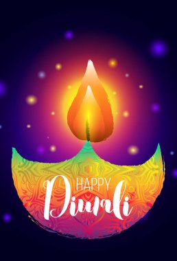 Mutlu Divali tebrik kartı, vektör illüstrasyonu EPS10.