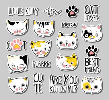 Kediler, komik karakterli kediler, tişörtler, çıkartmalar, baskılar ve diğerleri için mükemmel.