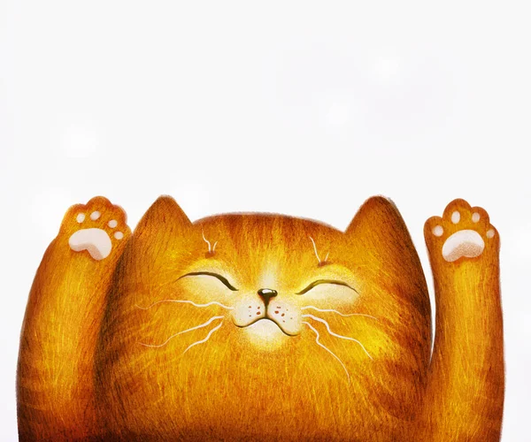 Ginger Cat Sleeping Bed Cozy Mood Digital Illustrations — Stock Photo, Image