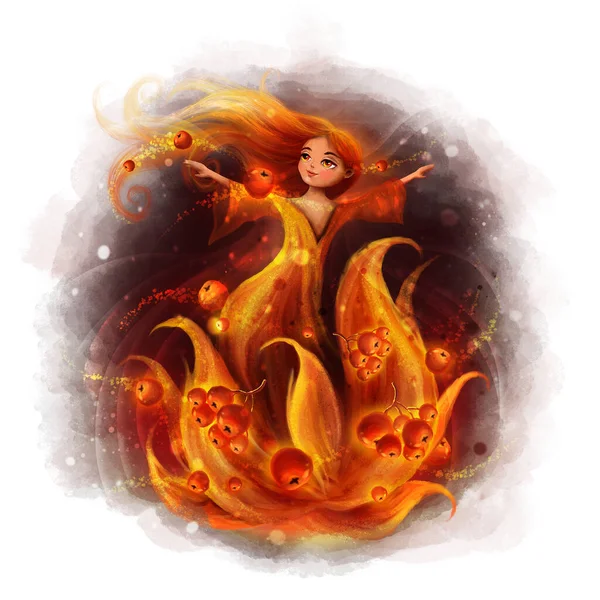 火焰中的仙女 数字插图 — 图库照片