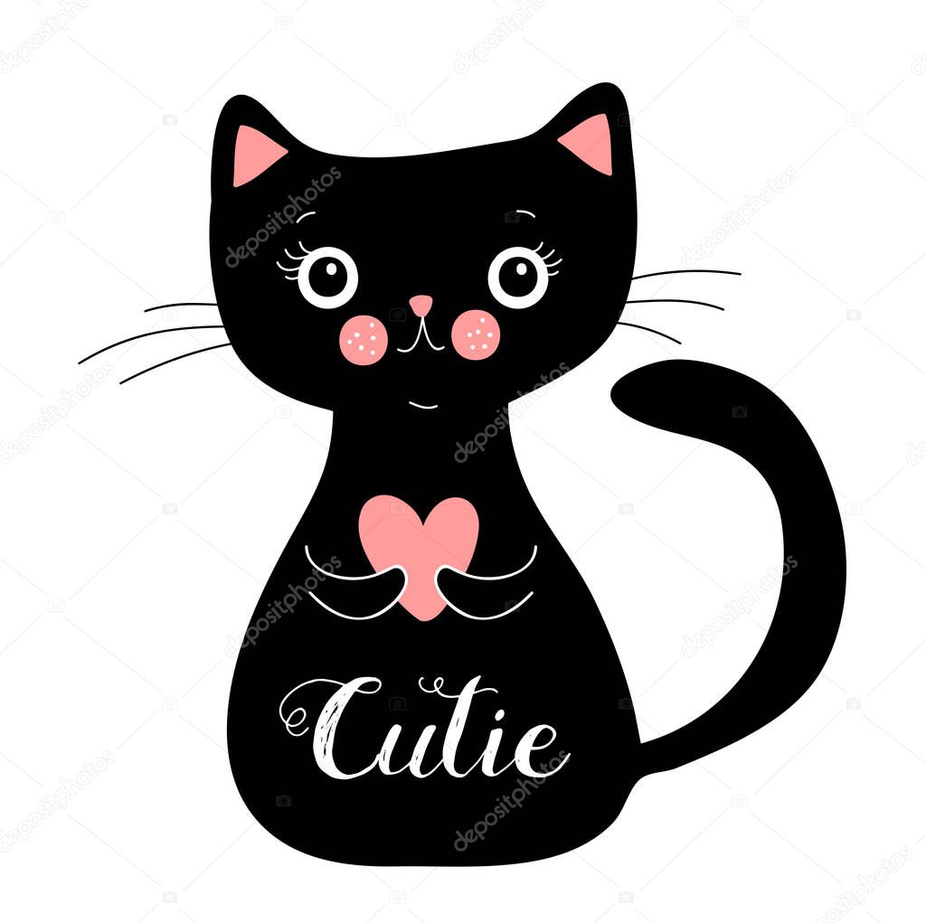 black cat character, vector illustration EPS 10.