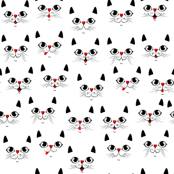 Cute Cats Cartoon Seamless Pattern Vector Eps — Stock Vector