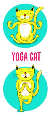 Sarı yoga kedili vektör illüstrasyonu, bölüm 10