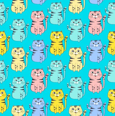 Şirin kediler renksiz desenli arka plan