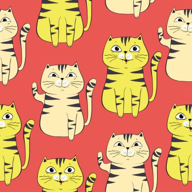 Şirin kediler renksiz desenli arka plan