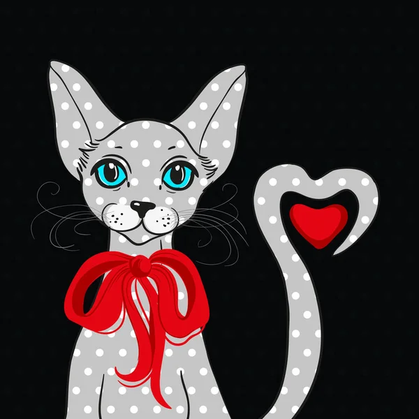 我爱你 情人节 贺卡上有猫的名字 — 图库矢量图片