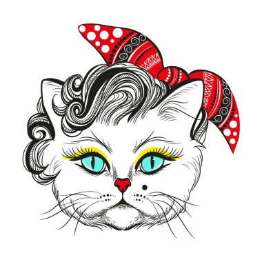 cute cat character in Marilyn style